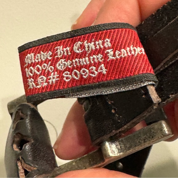 Affliction Unisex Rome Belt Black Leather Two Straps Size Small 36” Grunge Y2K - Picture 6 of 13